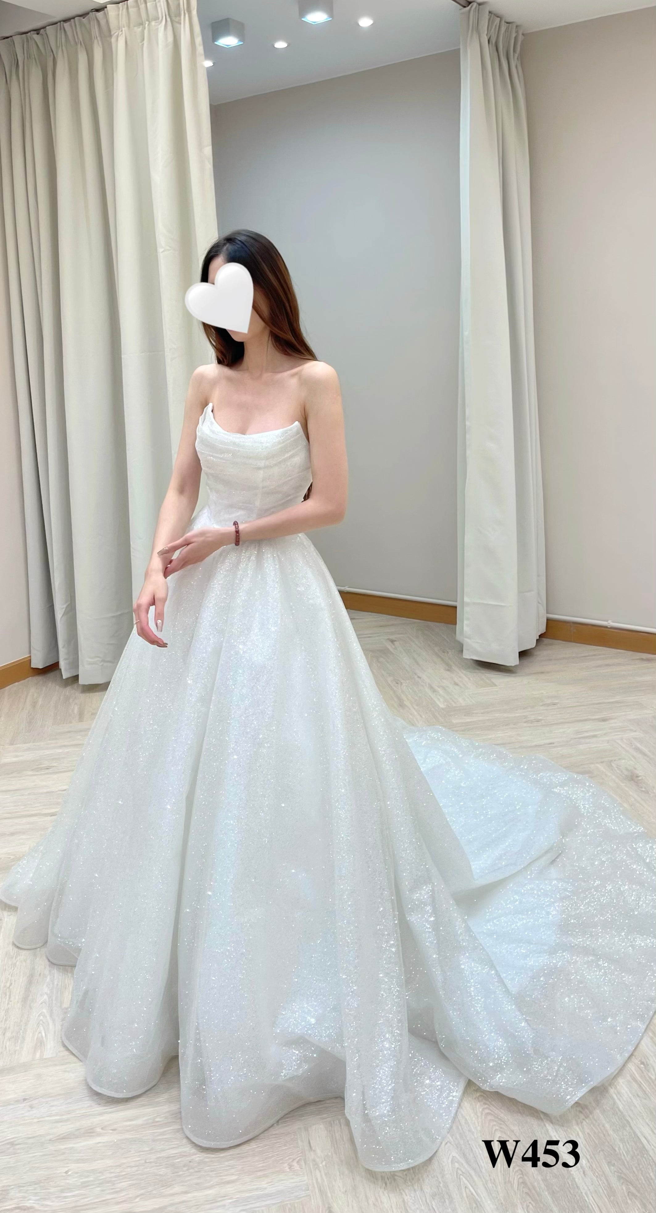 Convertible Sparkly Glitter Tulle Ball Gown Wedding Dress with Draped Bodice and Detachable Ruffle Sleeves
