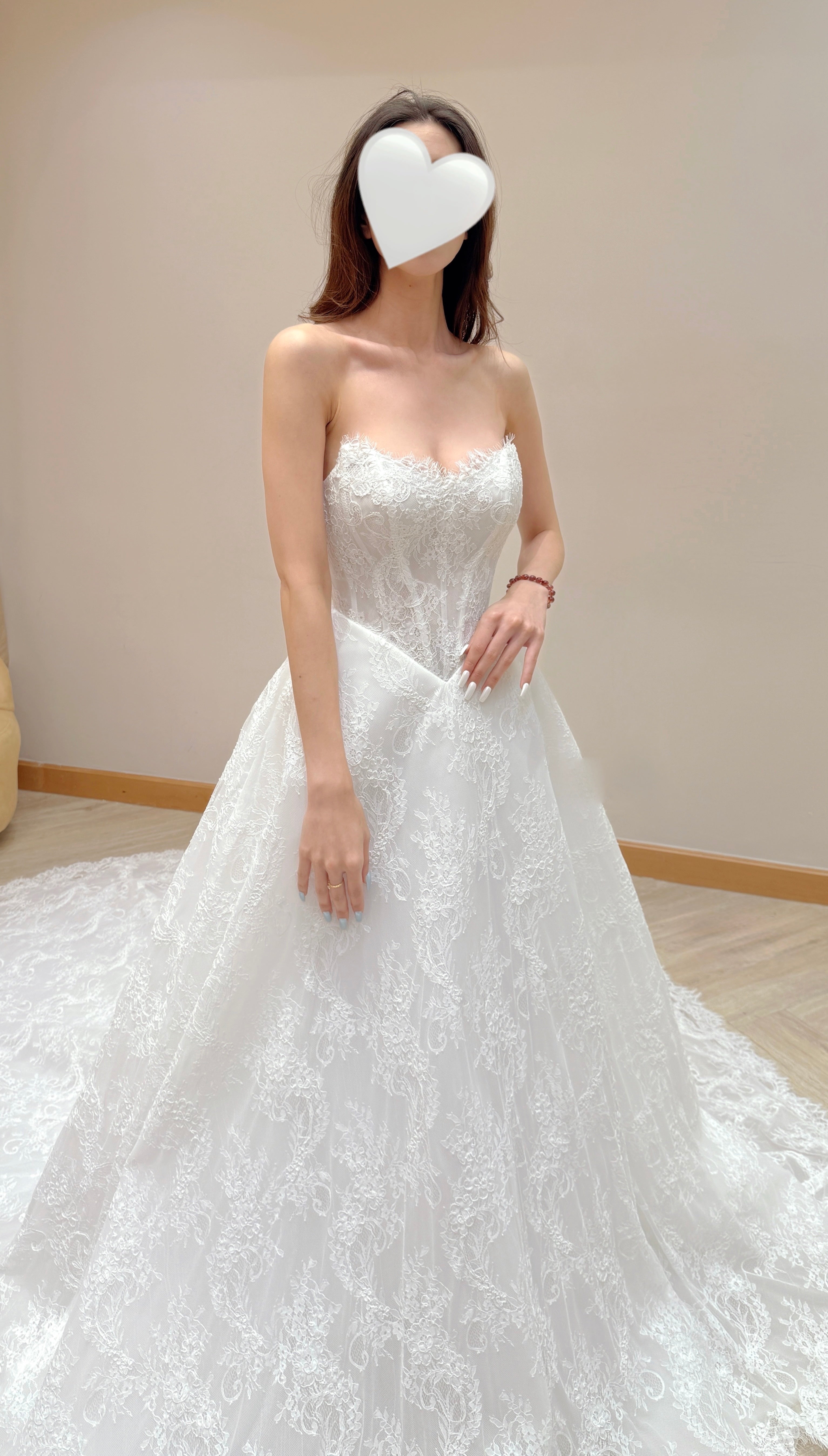 Lace Ball Gown Wedding Dress with Detachable Pearl Off-the-Shoulder Straps