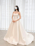 Satin Ball Gown Wedding Dress with Detachable Floral Choker