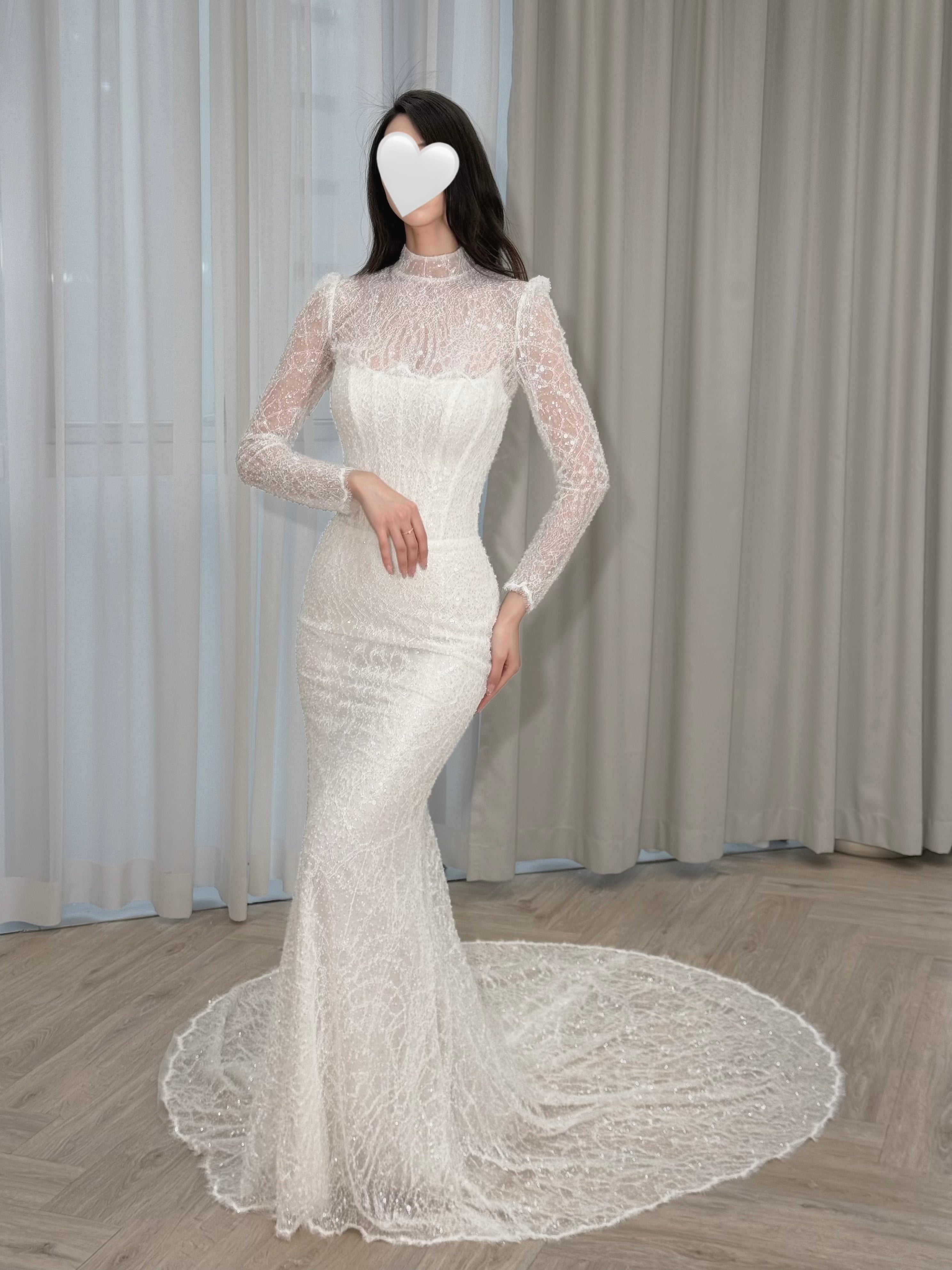 3-in-1 Convertible Sparkling Mermaid Wedding Dress with Detachable Bow Train