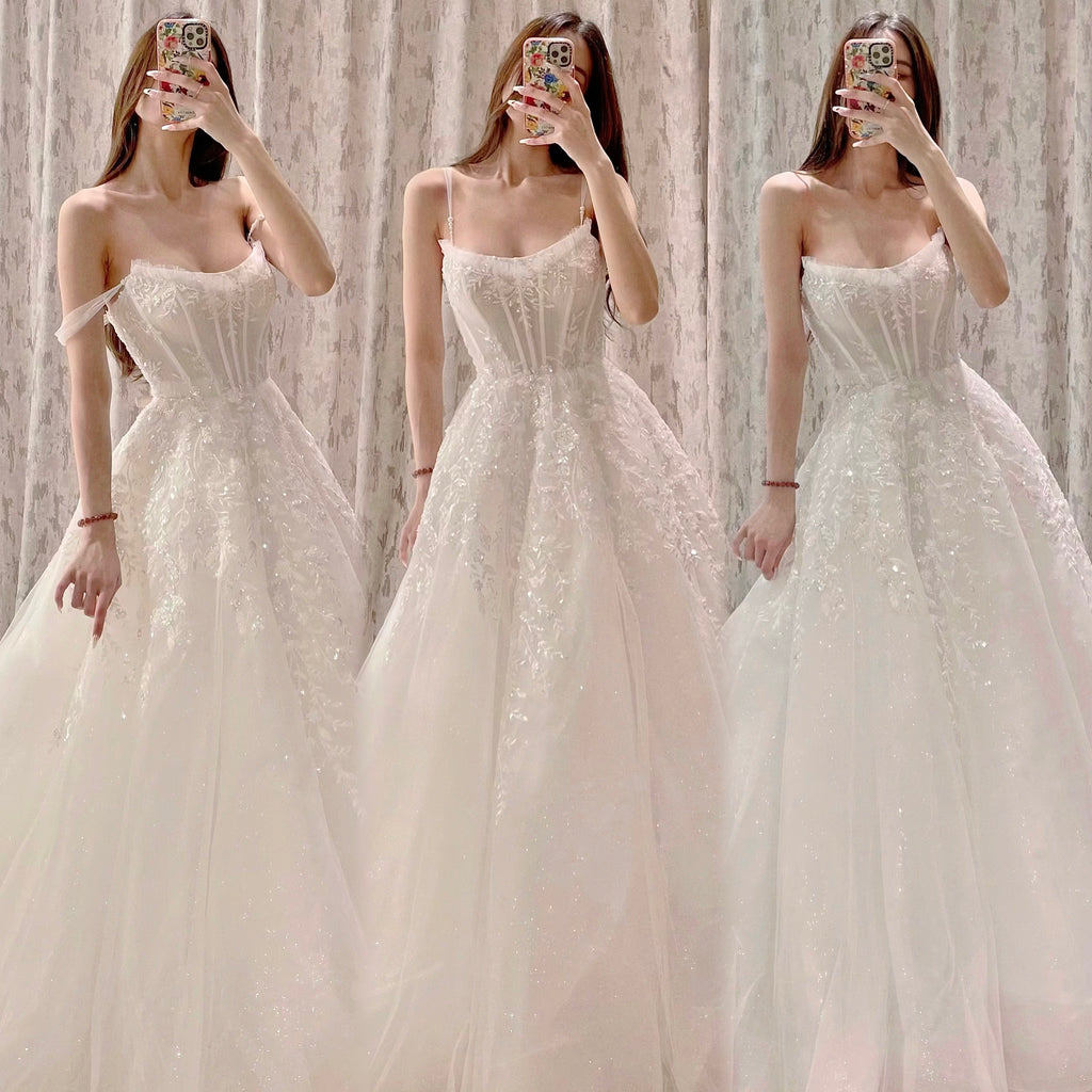 Three-way Sparkle Corset Ball Gown Wedding Dress