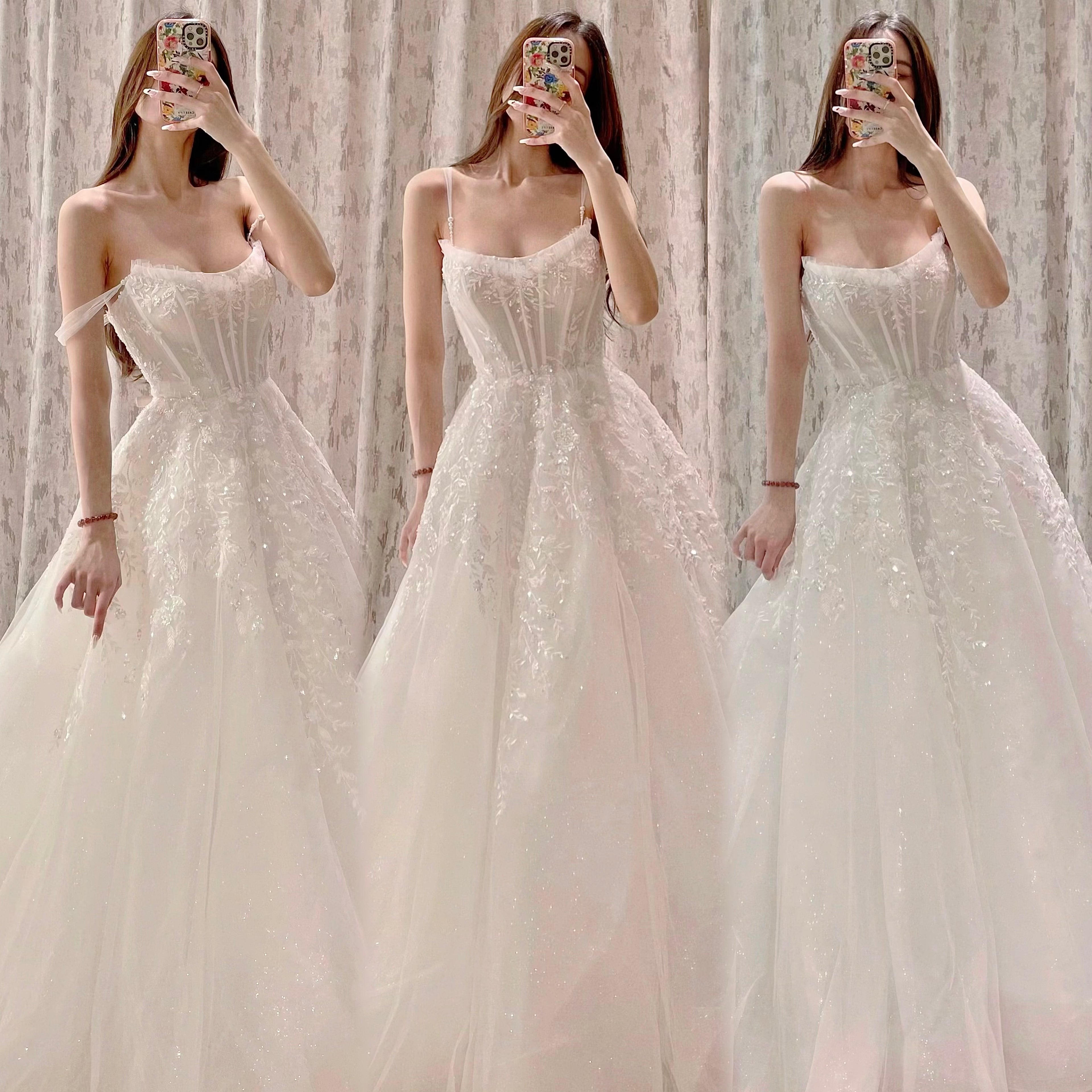 Three-way Sparkle Corset Ball Gown Wedding Dress