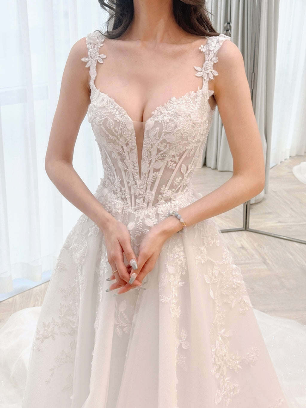 Two-way Embellished Corset Ball Gown Wedding Dress