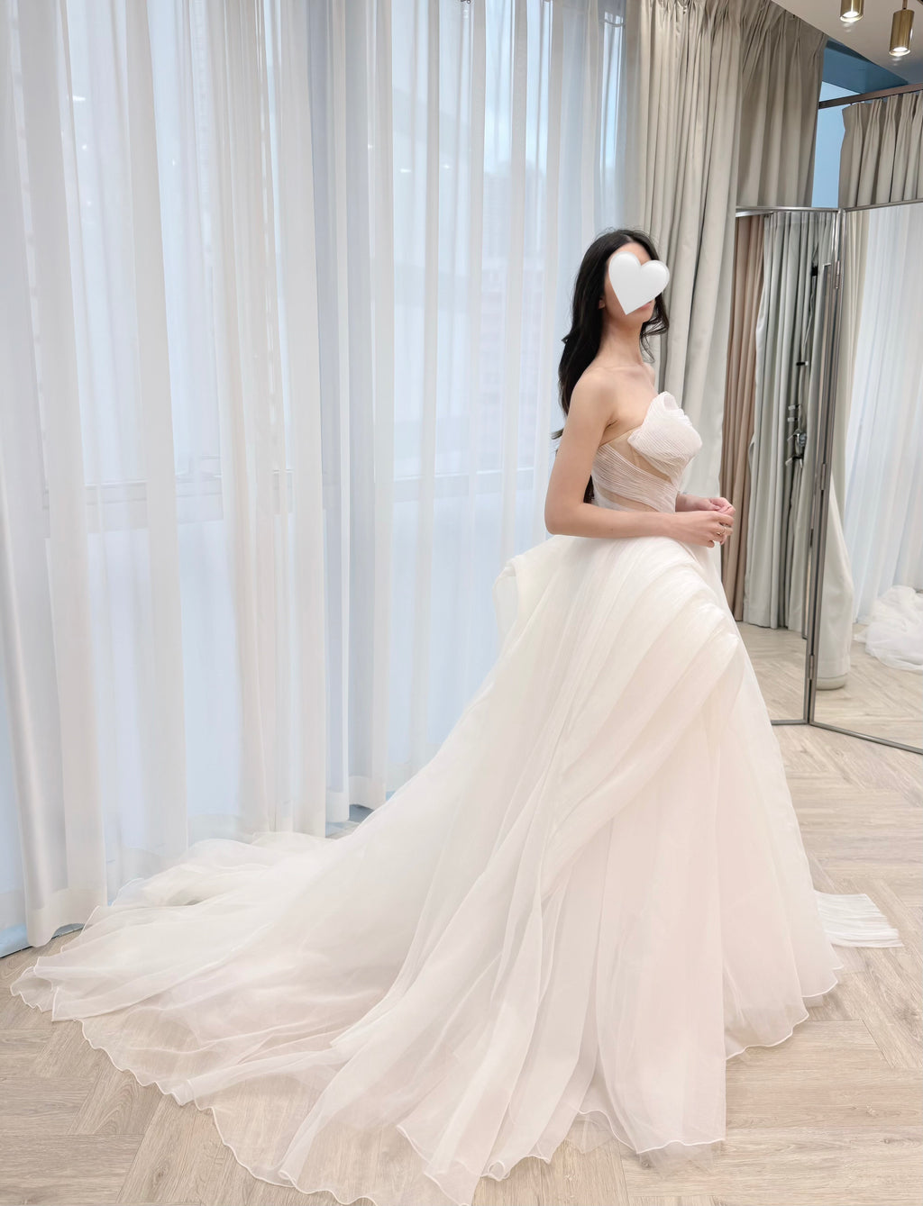 Ruched Strapless Tulle Ball Gown Wedding Dress
