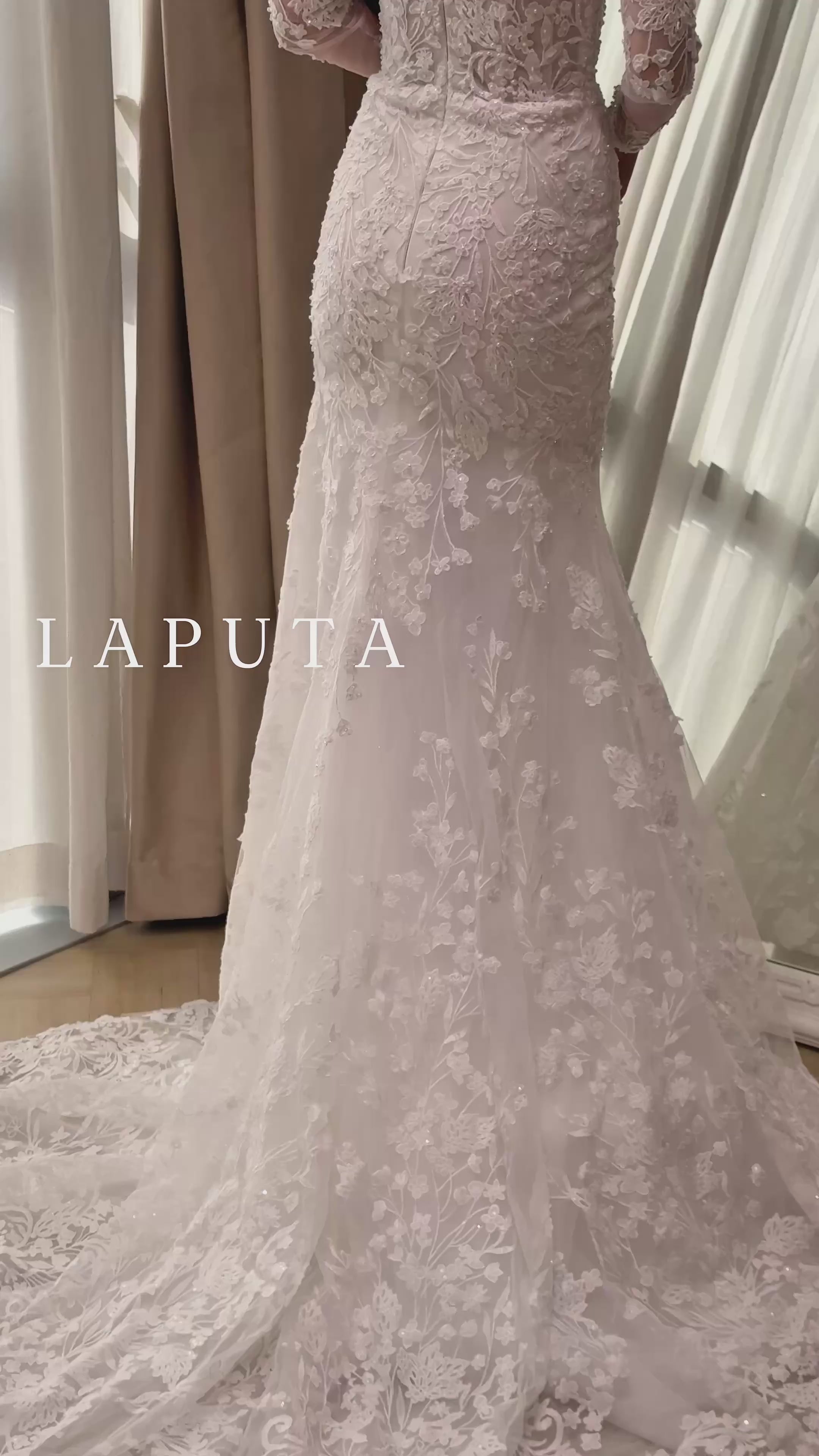 Off-the-Shoulder Lace Long Sleeve Mermaid Wedding Dress